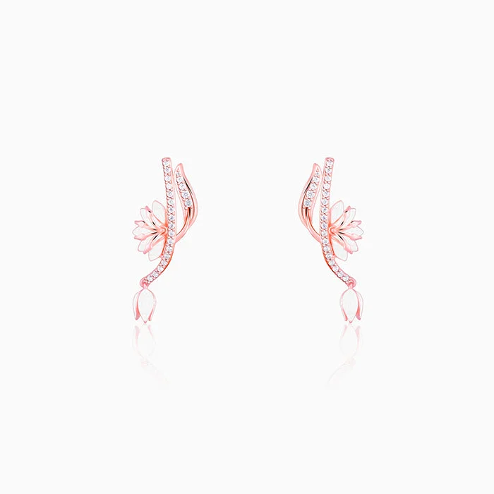 Women's Earrings – Elegant Designs for Every Personality--Rose Gold Snowy Safed Musli Earrings