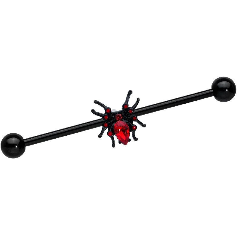 Women's Earrings – Elegant Designs for Every Personality--14 Gauge Red Gem Black Sexy Spider Halloween Industrial Barbell 38mm Women's Earrings – Elegant Designs for Every Personality--14 Gauge Red Gem Black Sexy Spider Halloween Industrial Barbell 38mm