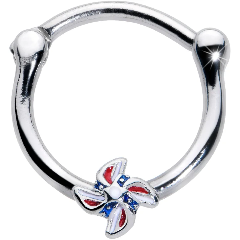 Women's Earrings – Elegant Designs for Every Personality--16 Gauge 3/8 Patriotic Pinwheel Cartilage Clicker
