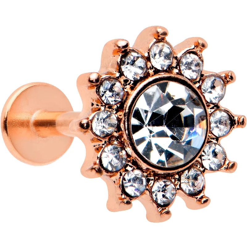 High-Quality Lip Rings for All-Day Comfort16 Gauge 5/16 Clear Gem Rose Gold Hue Stylish Sun Labret Monroe Tragus High-Quality Lip Rings for All-Day Comfort16 Gauge 5/16 Clear Gem Rose Gold Hue Stylish Sun Labret Monroe Tragus