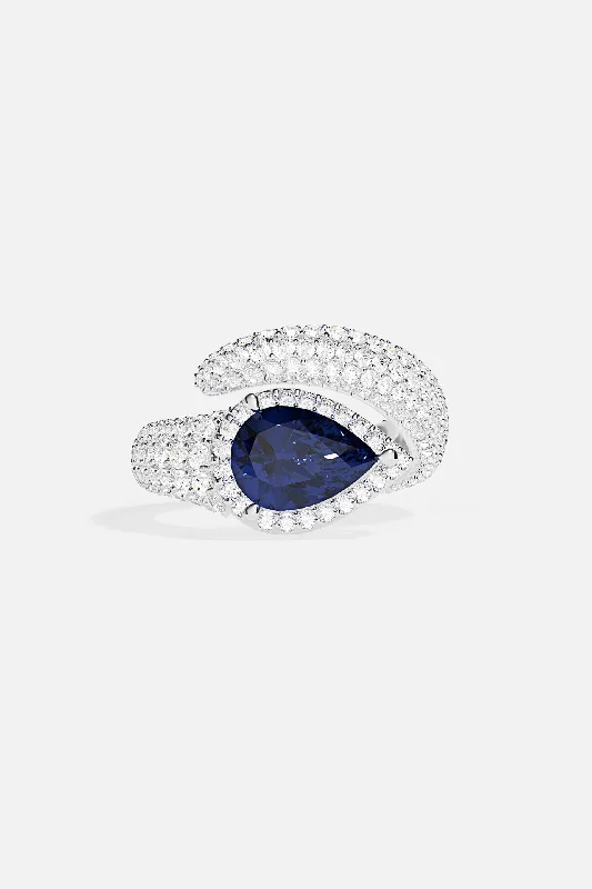 Chic Women's Rings for Fashion-Forward Looks-Blue Pear Ring