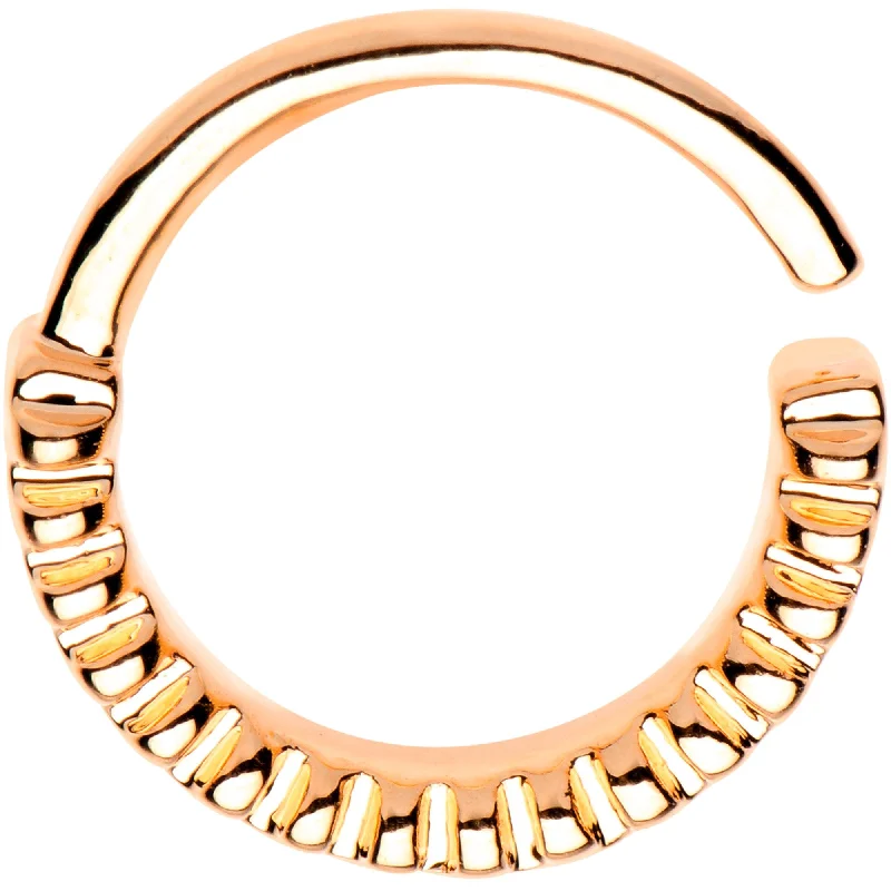 Nose Rings for Party Fashion -16 Gauge Rose Gold Plated Half Paved Groove Seamless Circular Ring Nose Rings for Party Fashion -16 Gauge Rose Gold Plated Half Paved Groove Seamless Circular Ring