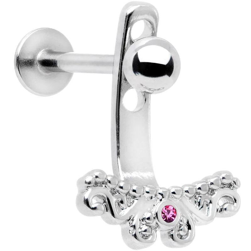 Women's Earrings – Elegant Designs for Every Personality--Pink Gem Victorian Swirl Dangle Cartilage Tragus Helix Piercing