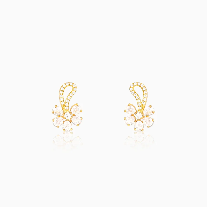 Women's Earrings – Elegant Designs for Every Personality--Golden White Floral Damsel Earrings Women's Earrings – Elegant Designs for Every Personality--Golden White Floral Damsel Earrings