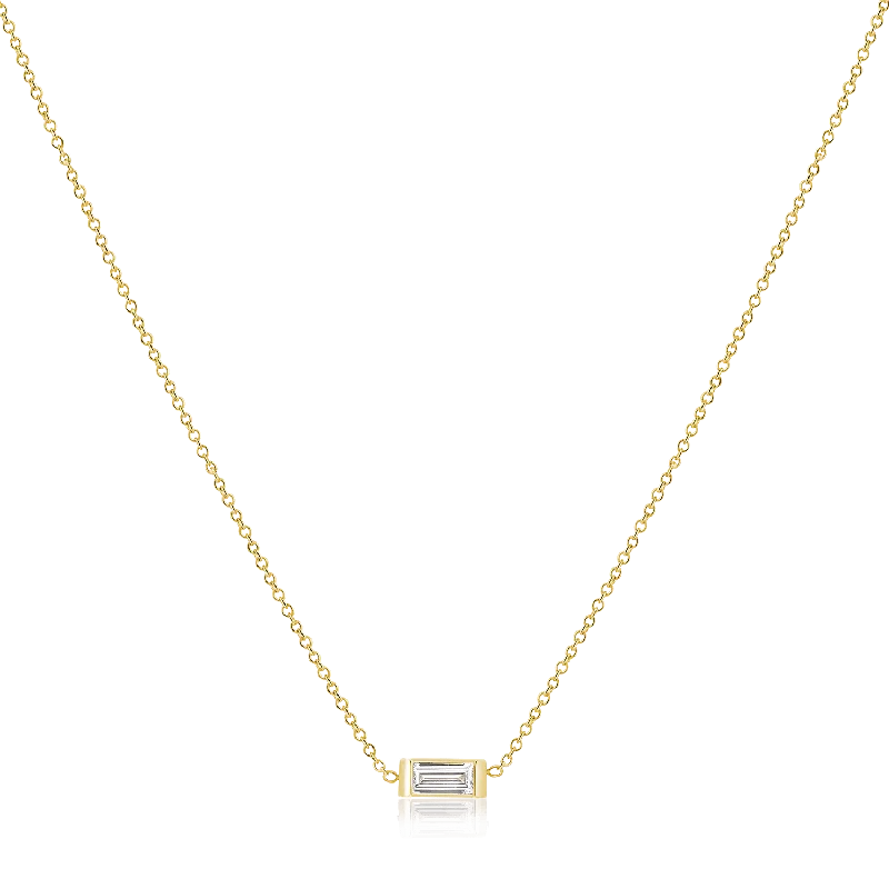 Shop Classic Women's  Necklaces & Pendants with a Modern Twist-Baguette Diamond Necklace
