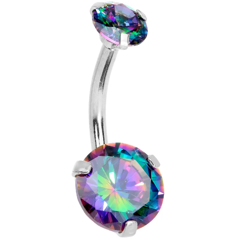 Belly Rings with Beautiful Detailing -Vitrail CZ Gem Duo Internally Threaded Belly Ring Belly Rings with Beautiful Detailing -Vitrail CZ Gem Duo Internally Threaded Belly Ring