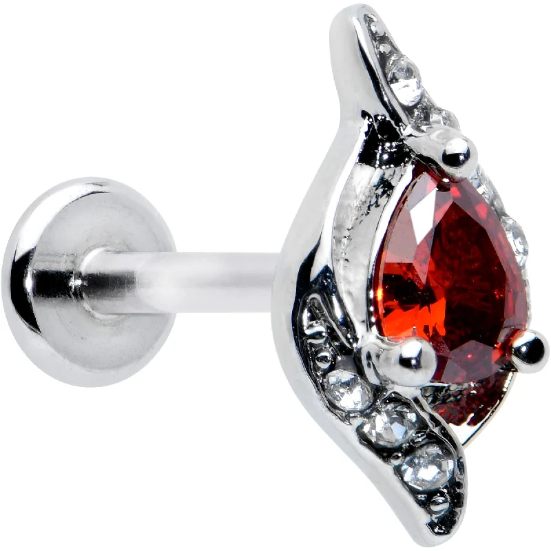 Lip Rings with Beautiful Gems for Subtle Sparkle16 Gauge 5/16 Clear Red Gem Swirling Oval Labret Monroe Tragus