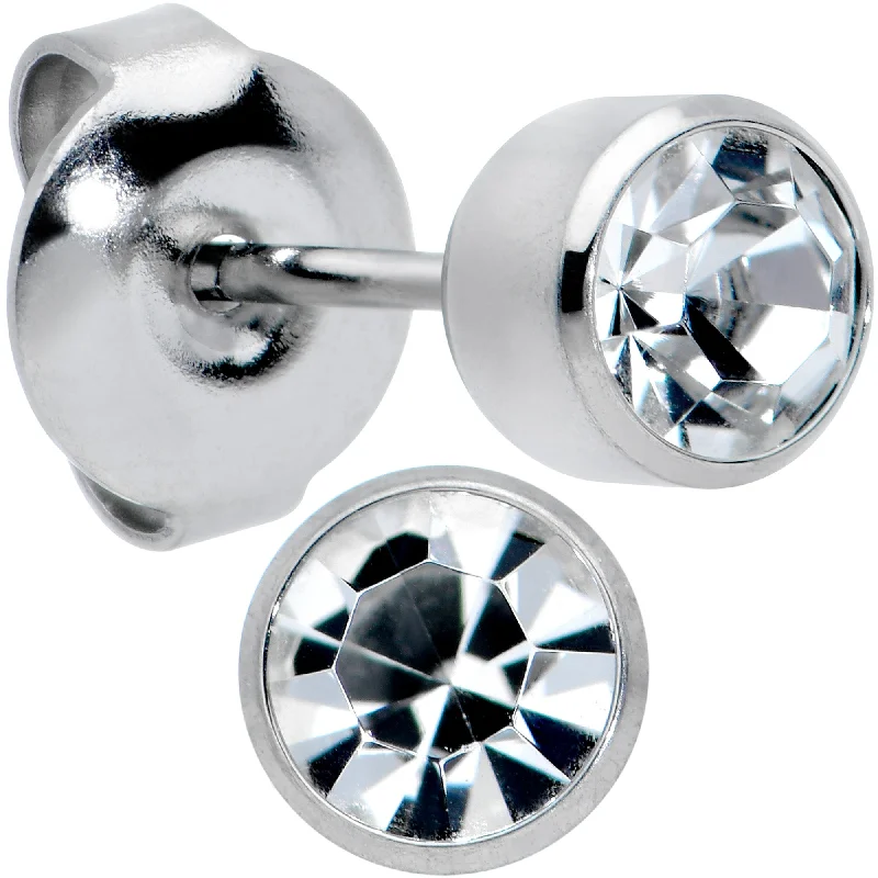 Women's Earrings – Elegant Designs for Every Personality--5mm Cubic Zirconia Bezel G23 Titanium Post Stud Earrings Women's Earrings – Elegant Designs for Every Personality--5mm Cubic Zirconia Bezel G23 Titanium Post Stud Earrings