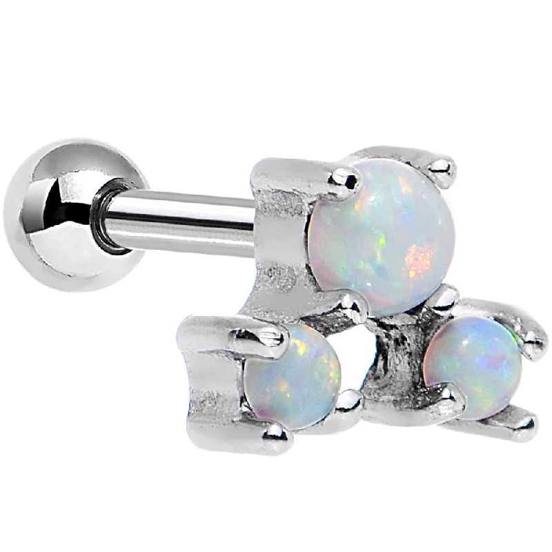 Women's Earrings – Elegant Designs for Every Personality--18 Gauge White Synthetic Opal Steel Triad Tragus Cartilage Earring Women's Earrings – Elegant Designs for Every Personality--18 Gauge White Synthetic Opal Steel Triad Tragus Cartilage Earring
