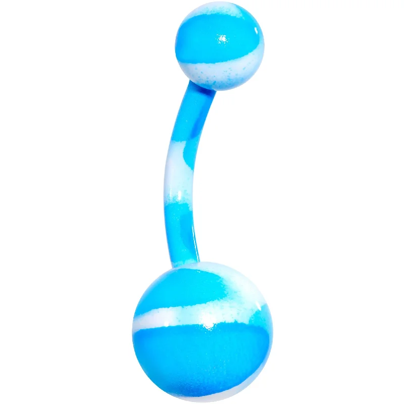 Comfortable Belly Rings for Everyday Wear -Blue White Cool Camouflage Belly Ring