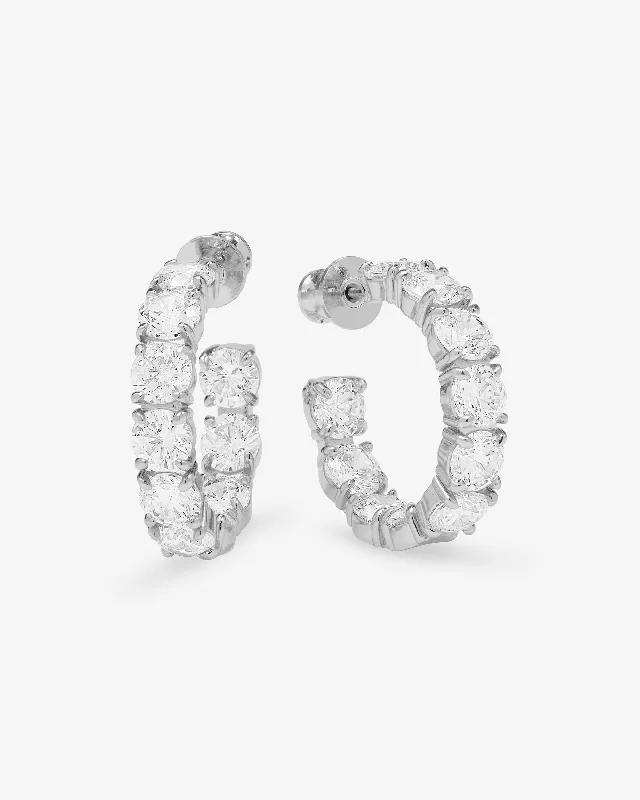 Women's Earrings – Elegant Designs for Every Personality--"Oh She Fancy" Hoops 1" - Silver|White Diamondettes Women's Earrings – Elegant Designs for Every Personality--"Oh She Fancy" Hoops 1" - Silver|White Diamondettes