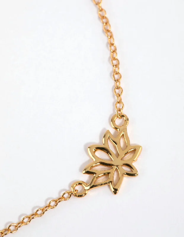 Trendy Anklets for Every Season-Gold Plated Sterling Silver Lotus Bracelet or Anklet Trendy Anklets for Every Season-Gold Plated Sterling Silver Lotus Bracelet or Anklet