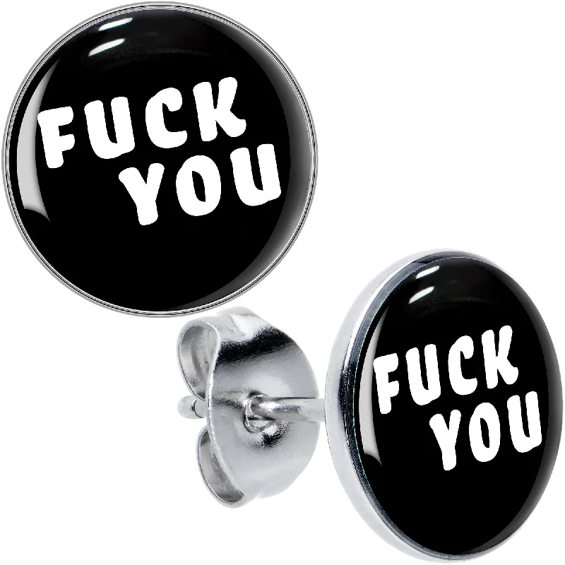 Women's Earrings – Elegant Designs for Every Personality--Black and White F*ck You Stud Earrings