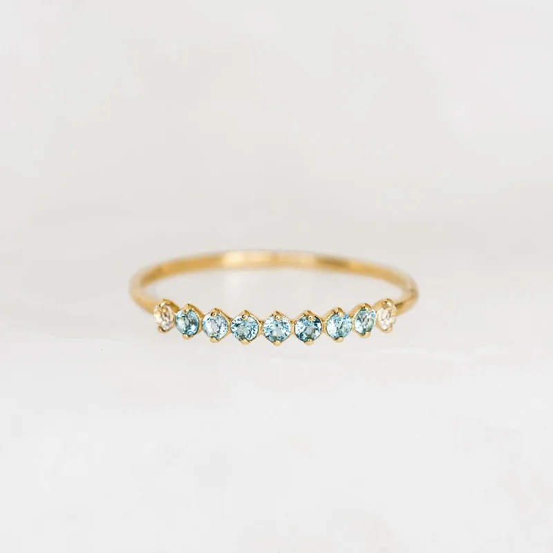 Chic Women's Rings for Fashion-Forward Looks-September Birthstone Ring 14k Gold - Ombre London Blue Topaz