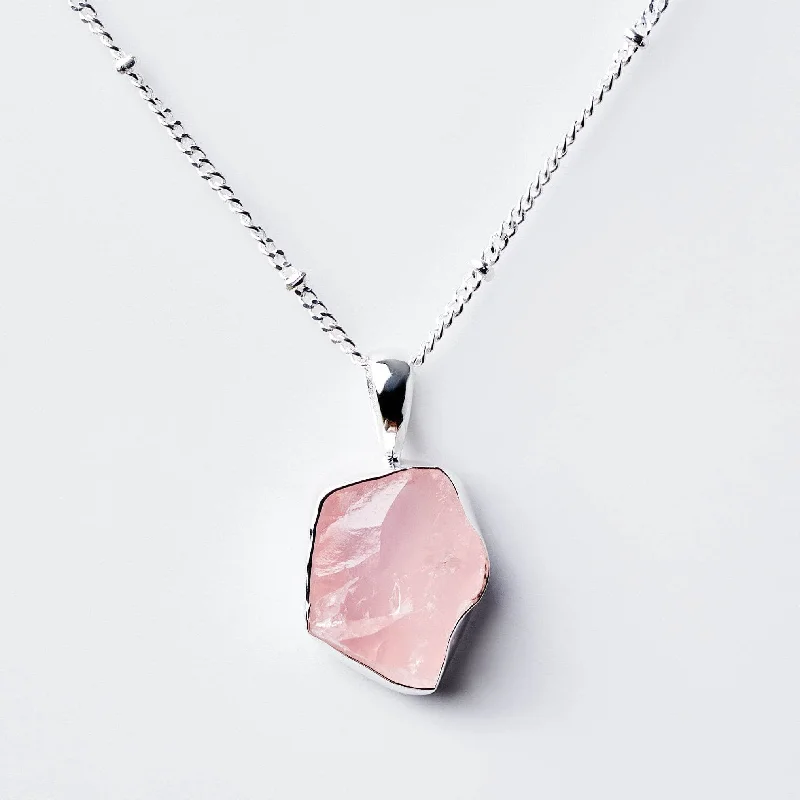 Exclusive Men's Necklaces & Pendants for the Modern Gentleman-Rose Quartz Raw Crystal Necklace Exclusive Men's Necklaces & Pendants for the Modern Gentleman-Rose Quartz Raw Crystal Necklace