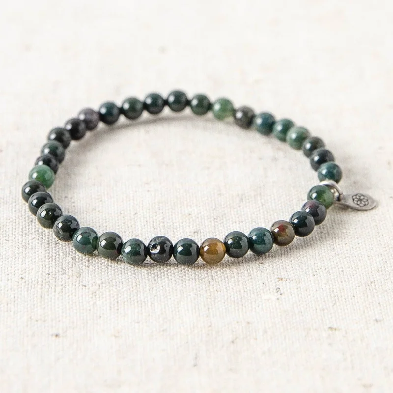 Adjustable Beaded Bangles for Women-Bloodstone Energy Bracelet
