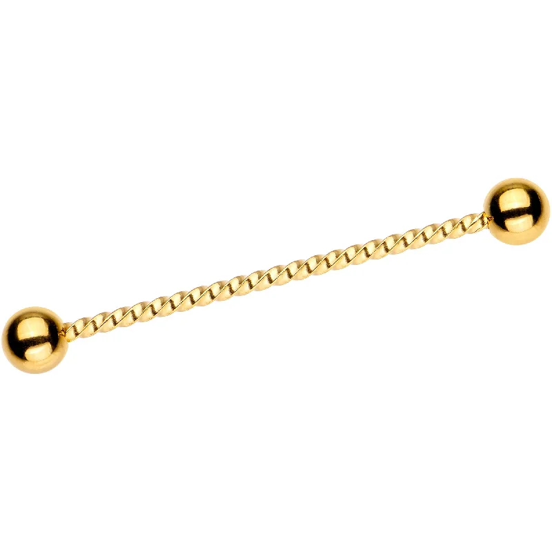 Women's Earrings – Elegant Designs for Every Personality--Gold Tone IP Seriously Twisted Industrial Barbell Earring 38mm Women's Earrings – Elegant Designs for Every Personality--Gold Tone IP Seriously Twisted Industrial Barbell Earring 38mm