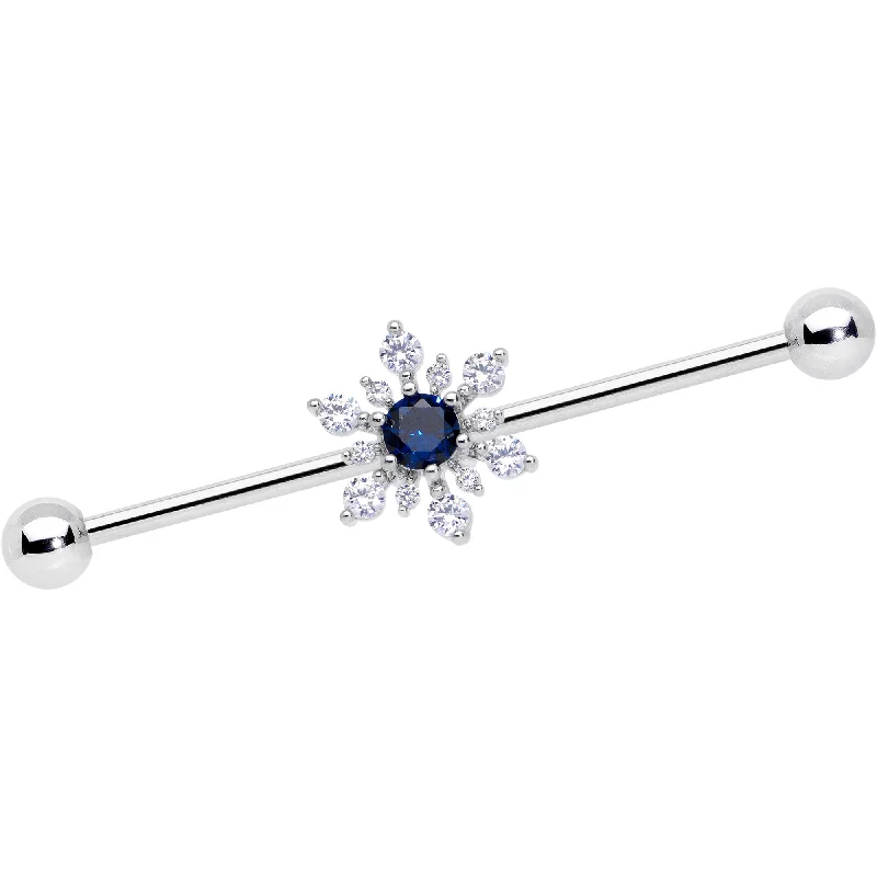 Women's Earrings – Elegant Designs for Every Personality--14 Gauge Clear Blue CZ Gem Snowflake Christmas Industrial Barbell 38mm Women's Earrings – Elegant Designs for Every Personality--14 Gauge Clear Blue CZ Gem Snowflake Christmas Industrial Barbell 38mm