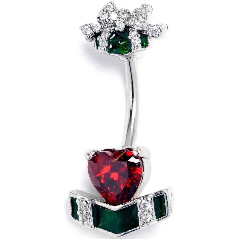 Trendy Belly Rings with Glittering Stones -Black Red Gem Holiday Abstract Heart Double Mount Belly Ring Trendy Belly Rings with Glittering Stones -Black Red Gem Holiday Abstract Heart Double Mount Belly Ring