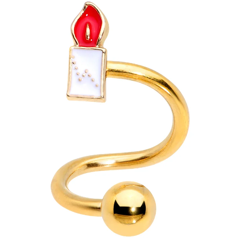 Lip Rings for Unique Fashion Choices14 Gauge 3/8 Gold Tone Holiday Candle Spiral Twister Belly Ring Lip Rings for Unique Fashion Choices14 Gauge 3/8 Gold Tone Holiday Candle Spiral Twister Belly Ring