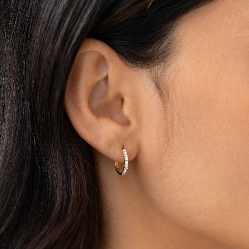 Women's Earrings – Elegant Designs for Every Personality--Pave Diamond Huggie Earrings 14k Gold - Oceane Women's Earrings – Elegant Designs for Every Personality--Pave Diamond Huggie Earrings 14k Gold - Oceane