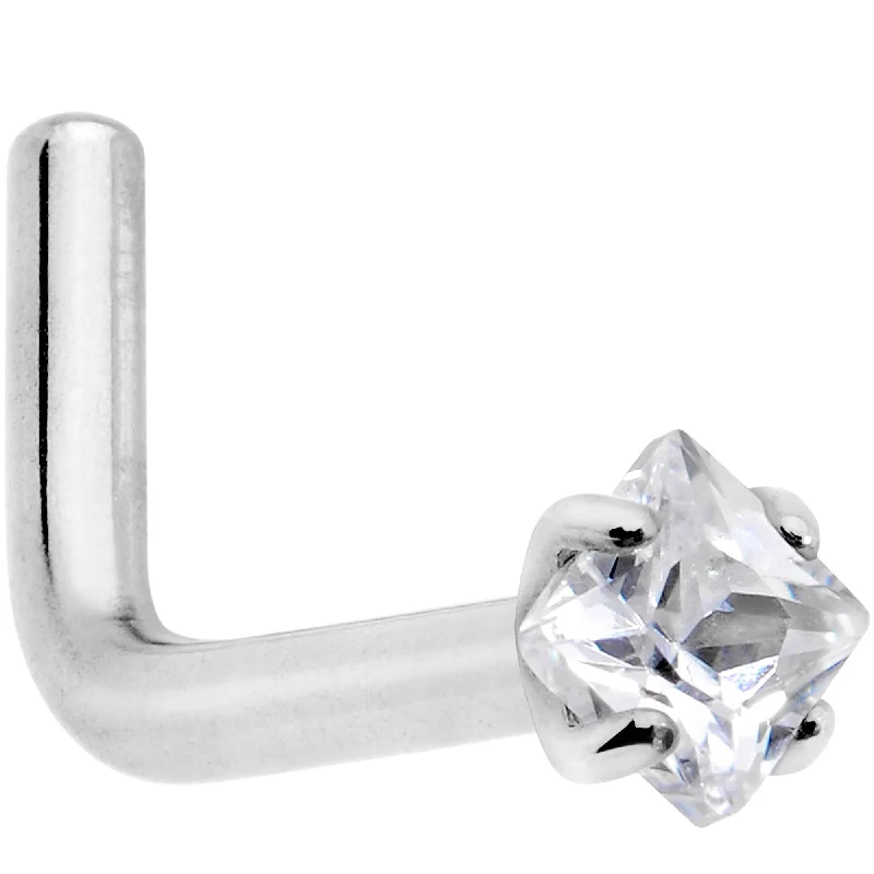 Nose Rings for Minimalistic Charm -18 Gauge Clear 2mm CZ Gem Grade 23 Titanium Rhombus L Shaped Nose Ring Nose Rings for Minimalistic Charm -18 Gauge Clear 2mm CZ Gem Grade 23 Titanium Rhombus L Shaped Nose Ring