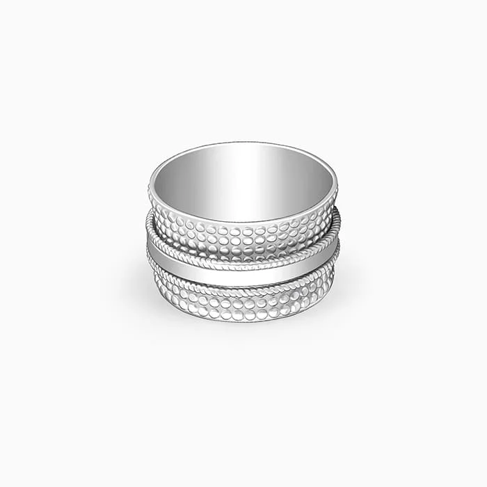 Chic Women's Rings for Fashion-Forward Looks-Silver Multi Pattern Ring