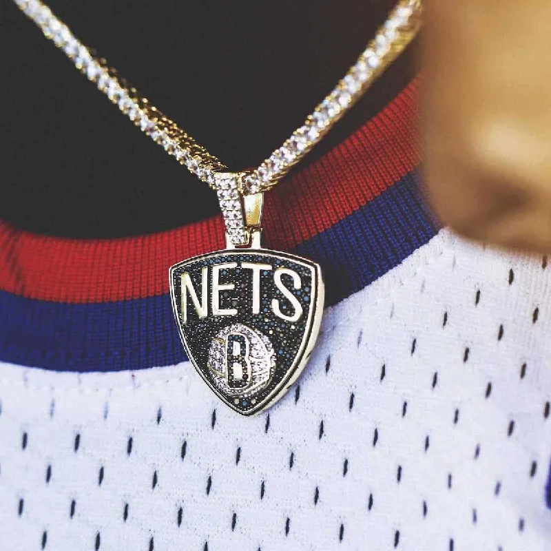 Exclusive Men's Necklaces & Pendants for the Modern Gentleman-Brooklyn Nets Official NBA Logo Pendant in Yellow Gold Exclusive Men's Necklaces & Pendants for the Modern Gentleman-Brooklyn Nets Official NBA Logo Pendant in Yellow Gold