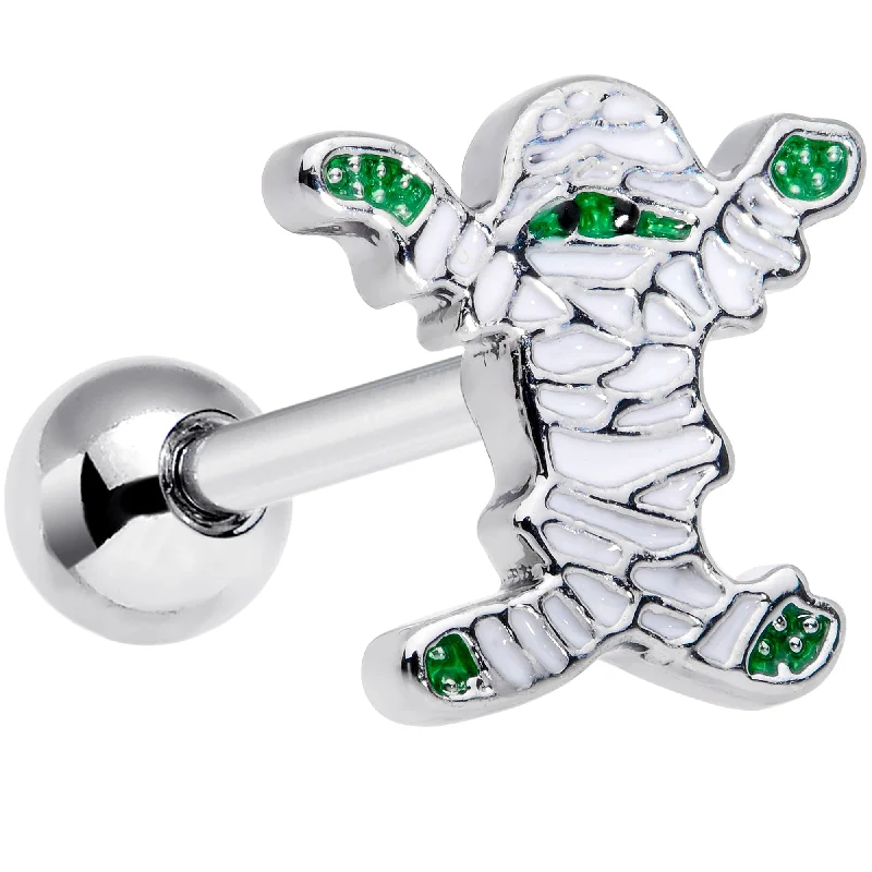 Women's Earrings – Elegant Designs for Every Personality--16 Gauge 1/4 Green White Mummy Halloween Cartilage Tragus Earring Women's Earrings – Elegant Designs for Every Personality--16 Gauge 1/4 Green White Mummy Halloween Cartilage Tragus Earring