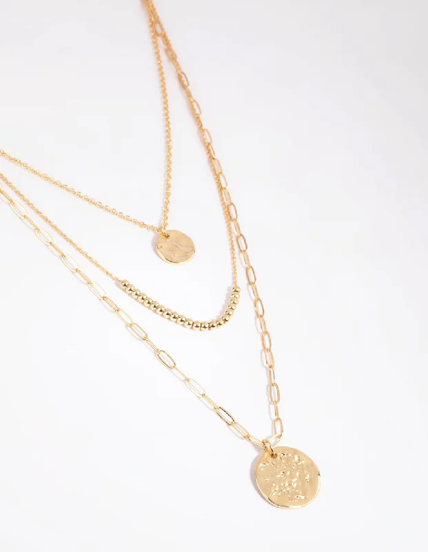 Shop Classic Women's Necklaces & Pendants with a Modern Twist-Gold Plated Disc & Ball Necklace Layered Necklace Shop Classic Women's Necklaces & Pendants with a Modern Twist-Gold Plated Disc & Ball Necklace Layered Necklace