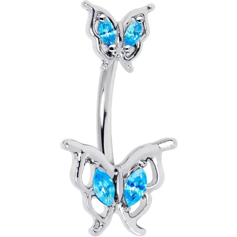 Elegant Belly Rings for Classy Style -Blue Gem Fancy Fab Butterfly Double Mount Belly Ring Elegant Belly Rings for Classy Style -Blue Gem Fancy Fab Butterfly Double Mount Belly Ring