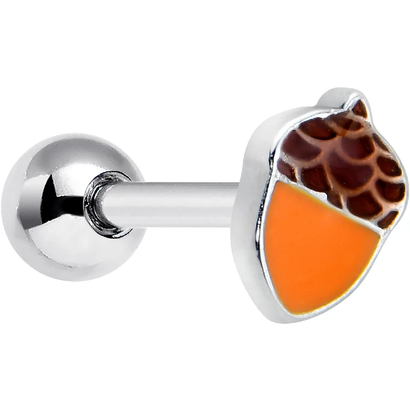 Women's Earrings – Elegant Designs for Every Personality--16 Gauge 5/16 Autumn Acorn Brown Orange Cartilage Tragus Earring Women's Earrings – Elegant Designs for Every Personality--16 Gauge 5/16 Autumn Acorn Brown Orange Cartilage Tragus Earring