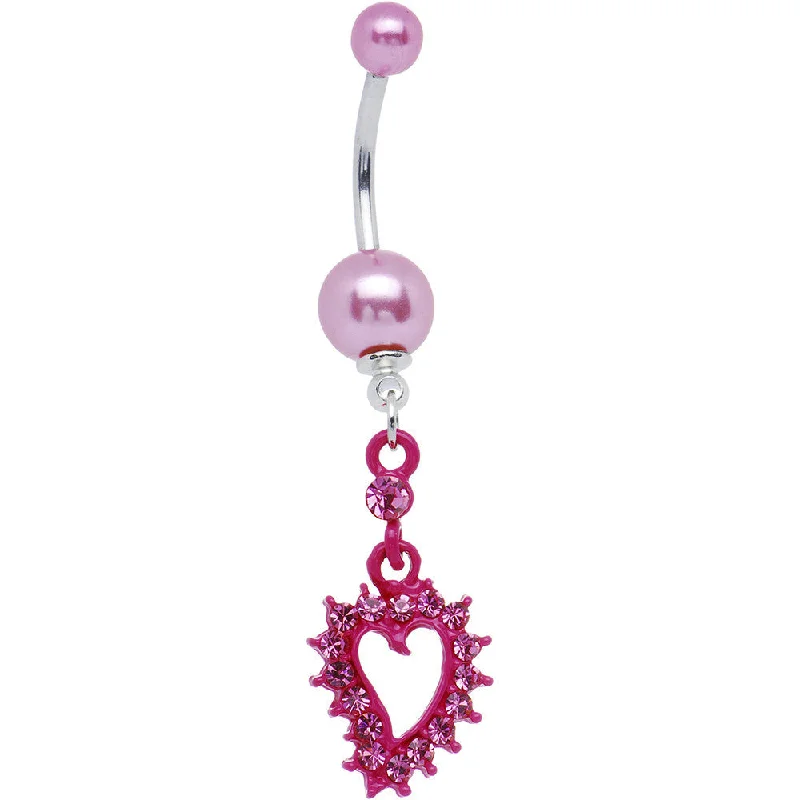 Beautiful Belly Rings with Shiny Stones -Precious Pink Faux Pearl Heart Cut Out Belly Ring Beautiful Belly Rings with Shiny Stones -Precious Pink Faux Pearl Heart Cut Out Belly Ring