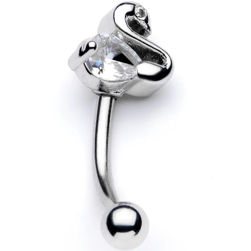 Simple Lip Rings for Casual Fashion16 Gauge 5/16 Clear CZ Gem Sleek Swan Curved Eyebrow Ring