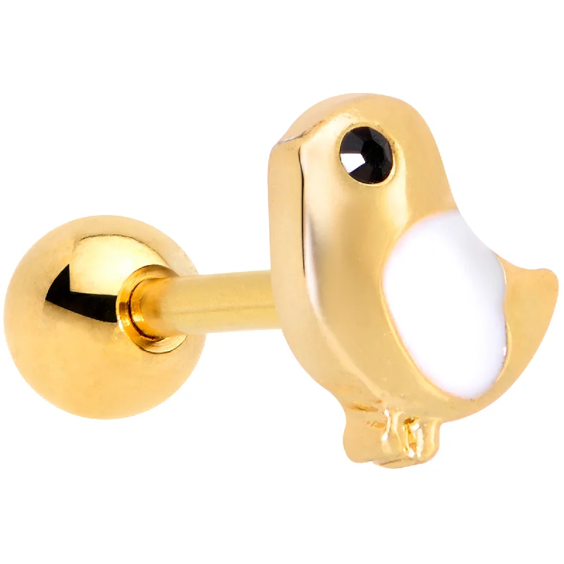 Women's Earrings – Elegant Designs for Every Personality--16 Gauge 1/4 Black Gem Gold Tone Baby Bird Cartilage Tragus Earring Women's Earrings – Elegant Designs for Every Personality--16 Gauge 1/4 Black Gem Gold Tone Baby Bird Cartilage Tragus Earring