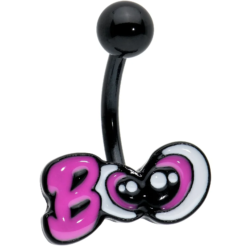 Unique Belly Rings with Creative Designs -Black Boo Eyes Beauty Pink White Halloween Belly Ring Unique Belly Rings with Creative Designs -Black Boo Eyes Beauty Pink White Halloween Belly Ring