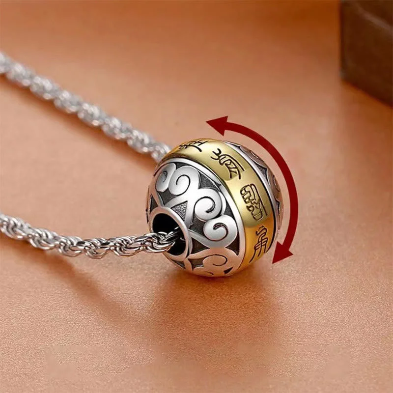 Shop Classic Women's Necklaces & Pendants with a Modern Twist-Buddha Stones Taoist Nine-Character Mantra Engraved Amulet Balance Necklace Rotatable Pendant Shop Classic Women's Necklaces & Pendants with a Modern Twist-Buddha Stones Taoist Nine-Character Mantra Engraved Amulet Balance Necklace Rotatable Pendant