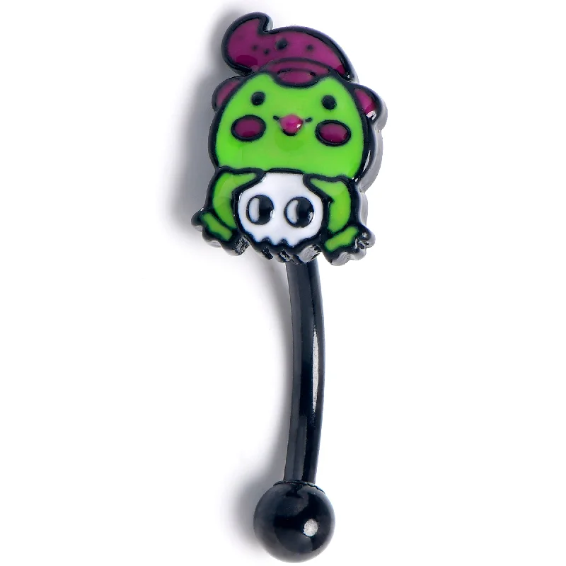 Women's Earrings – Elegant Designs for Every Personality--16 Gauge 5/6 Witch Frog Skull Halloween Curved Eyebrow Ring