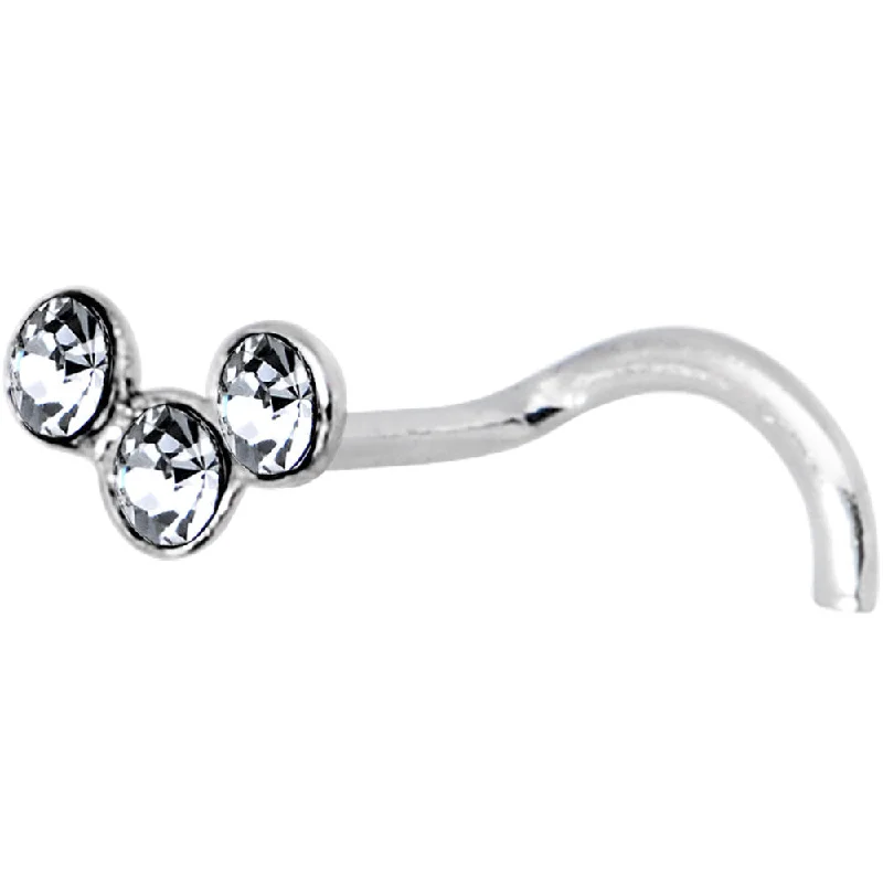 Affordable and Stylish Nose Rings -925 Silver 2.2mm Clear Trio Nose Ring Created with Crystals Affordable and Stylish Nose Rings -925 Silver 2.2mm Clear Trio Nose Ring Created with Crystals