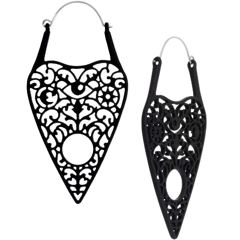 Women's Earrings – Elegant Designs for Every Personality--Black Spirit of Halloween Planchette Tunnel Plug Earrings