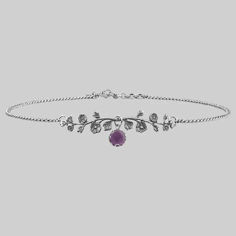 Shop Classic Women's Necklaces & Pendants with a Modern Twist-DARK BLOOM. Amethyst Choker - Silver Shop Classic Women's Necklaces & Pendants with a Modern Twist-DARK BLOOM. Amethyst Choker - Silver