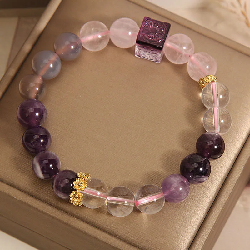Colorful Bangle Sets for Women-Buddha Stones Natural Amethyst Pink Crystal Inner Peace And Healing Bracelet Colorful Bangle Sets for Women-Buddha Stones Natural Amethyst Pink Crystal Inner Peace And Healing Bracelet