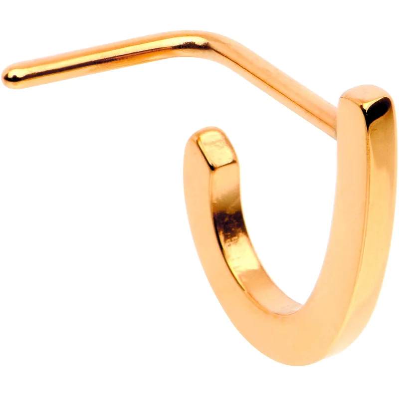 Timeless Nose Rings with Classic Style -20 Gauge Rose Gold Tone Faux Hoop L Shaped Nose Ring Timeless Nose Rings with Classic Style -20 Gauge Rose Gold Tone Faux Hoop L Shaped Nose Ring