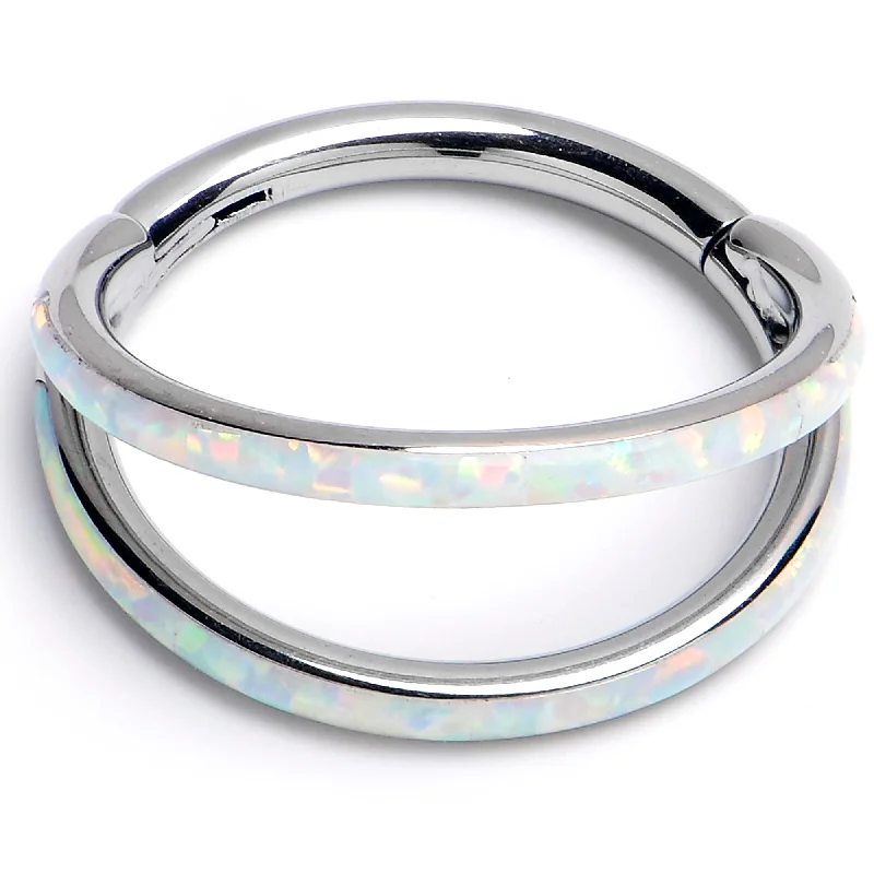 Nose Rings for Minimalistic Charm -16 Gauge 3/8 White Synthetic Opal ASTM F-136 Implant Grade Titanium Double Hinged Segment Ring Nose Rings for Minimalistic Charm -16 Gauge 3/8 White Synthetic Opal ASTM F-136 Implant Grade Titanium Double Hinged Segment Ring