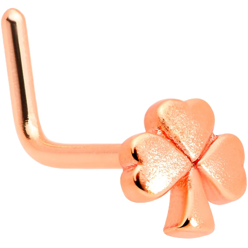 Bridal Nose Rings -20 Gauge 5/16 Rose Gold Tone St Patricks Shamrock L Shaped Nose Ring Bridal Nose Rings -20 Gauge 5/16 Rose Gold Tone St Patricks Shamrock L Shaped Nose Ring