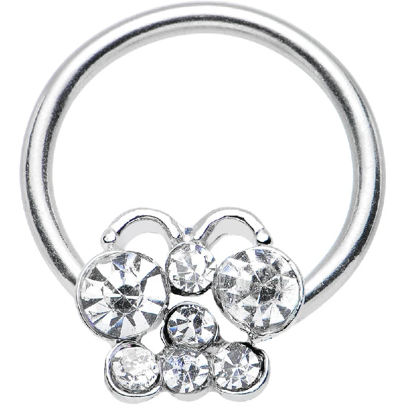 Stylish Lip Rings for Pierced Lips14 Gauge 7/16 Clear Gem Brilliant Butterfly BCR Captive Ring Stylish Lip Rings for Pierced Lips14 Gauge 7/16 Clear Gem Brilliant Butterfly BCR Captive Ring