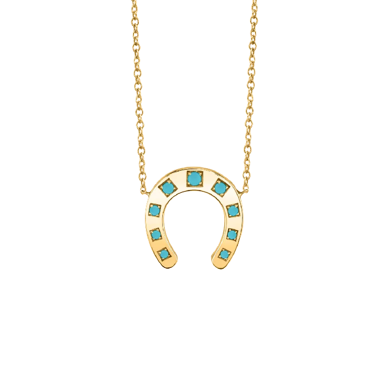 Shop Classic Women's  Necklaces & Pendants with a Modern Twist-Turquoise Horseshoe Necklace
