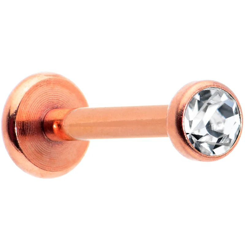 Lip Rings for Subtle yet Bold Fashion16 Gauge 5/16 Clear Gem Rose Gold Tone Threadless Labret Monroe Tragus