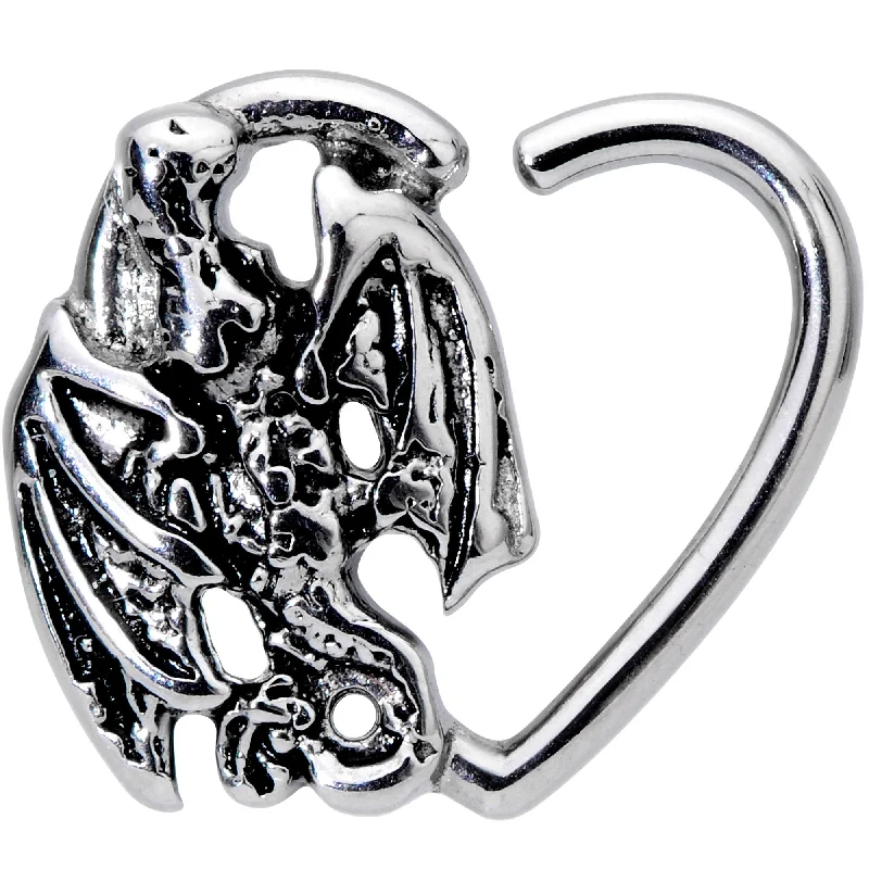 Women's Earrings – Elegant Designs for Every Personality--16 Gauge 3/8 Crouching Dragon Right Heart Closure Ring