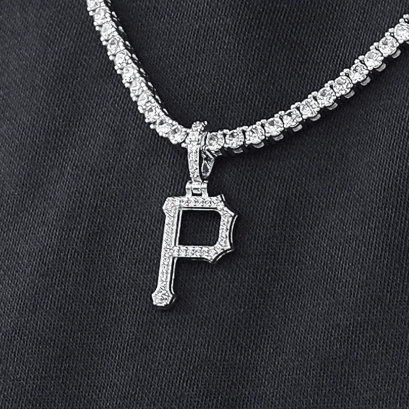 Exclusive Men's Necklaces & Pendants for the Modern Gentleman-Pittsburgh Pirates Official MLB Micro Logo Pendant in White Gold